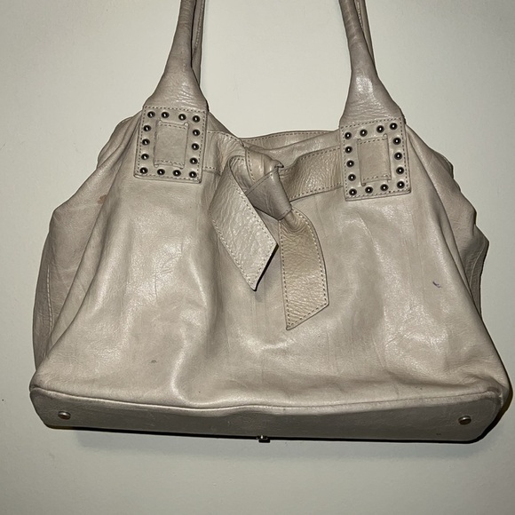 Roberta Gandolfi Tan Leather Studded Bow Purse Shoulder Bag Satchel Tote - Picture 2 of 8